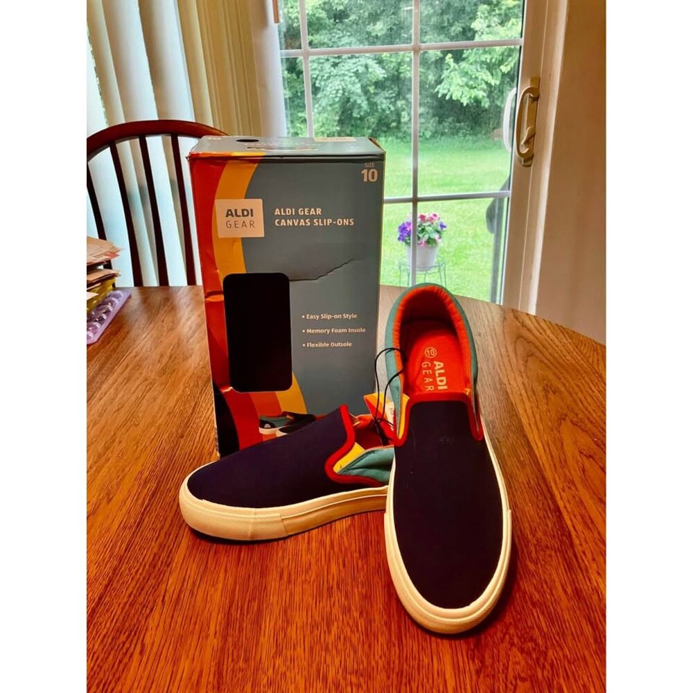 Ladies Size 10 Aldi Gear White Canvas Slip-ons NEW in box
